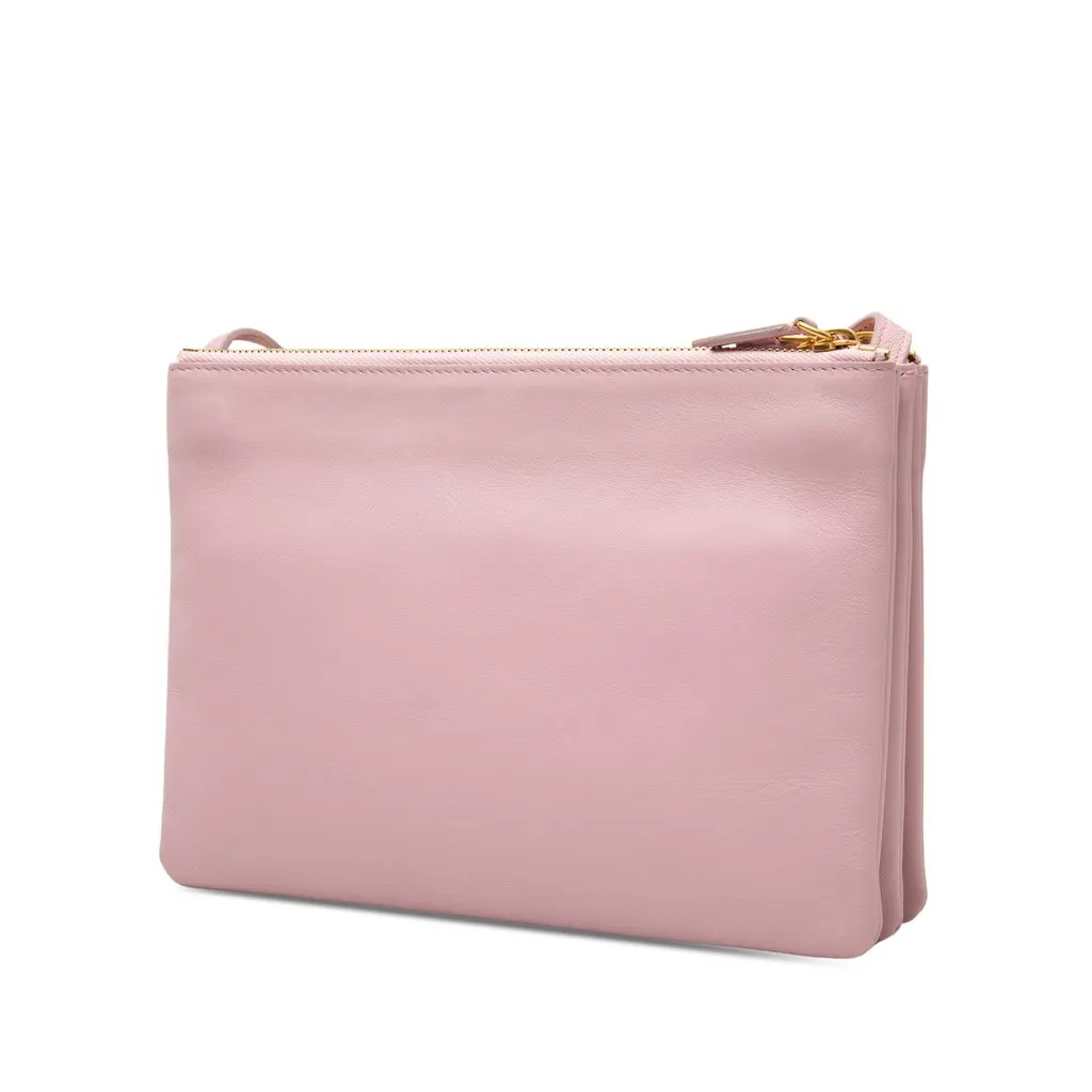 Celine Large Lambskin Trio Crossbody Pink Leather Good - Back View
