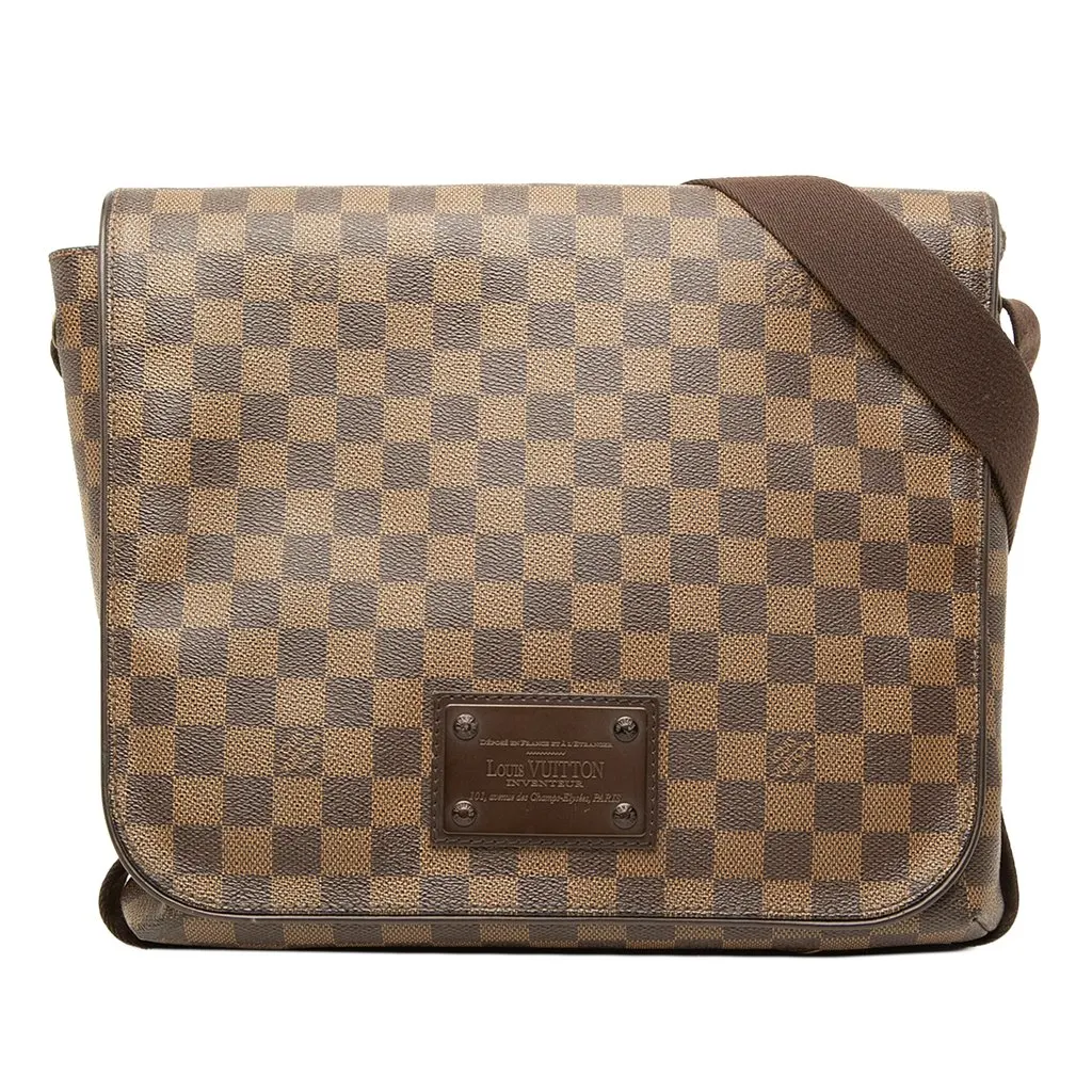 Louis Vuitton Damier Ebene Brooklyn MM Brown Canvas Good - Front View