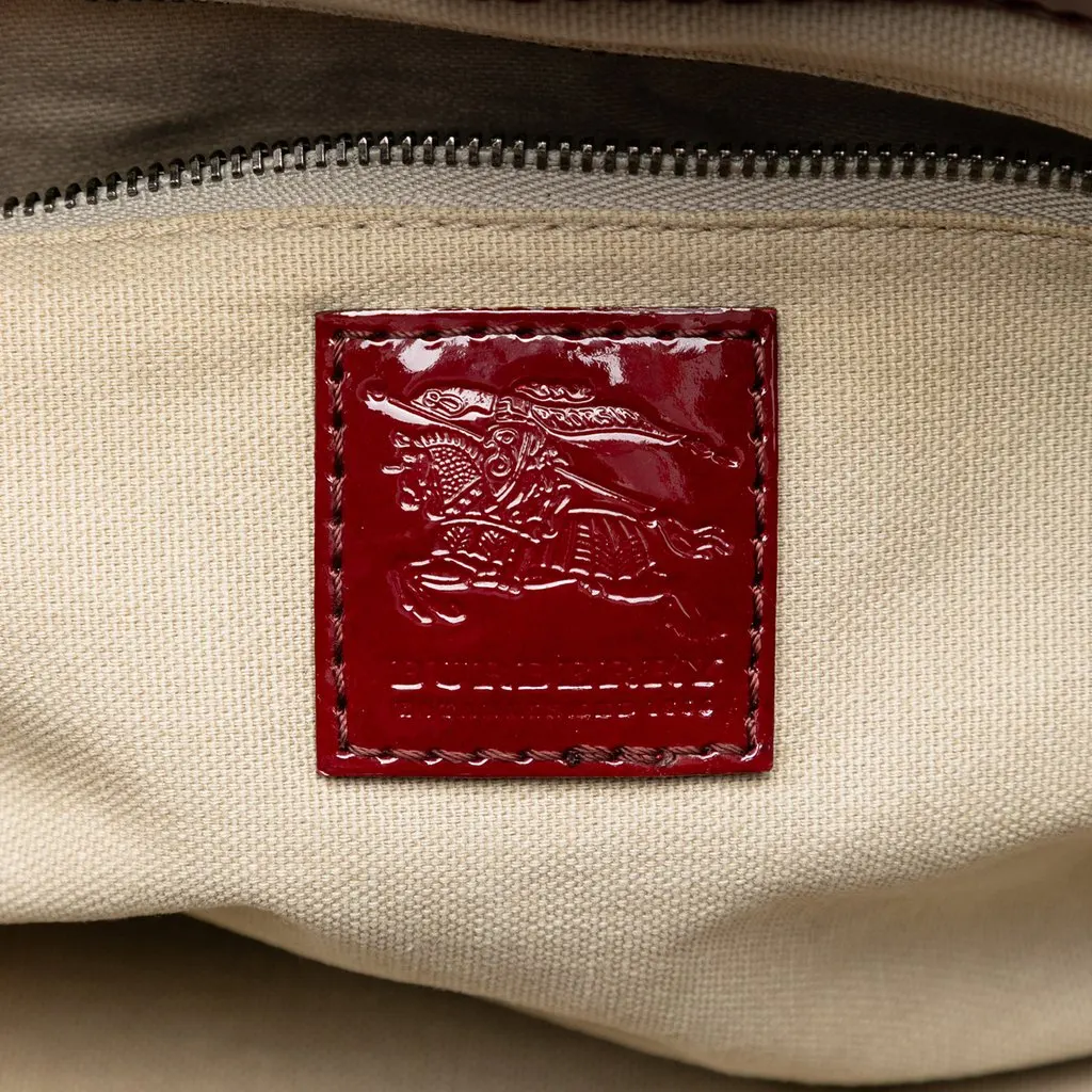 Burberry House Check Coated Canvas Hearts Gracie Tote Red Good - Box View