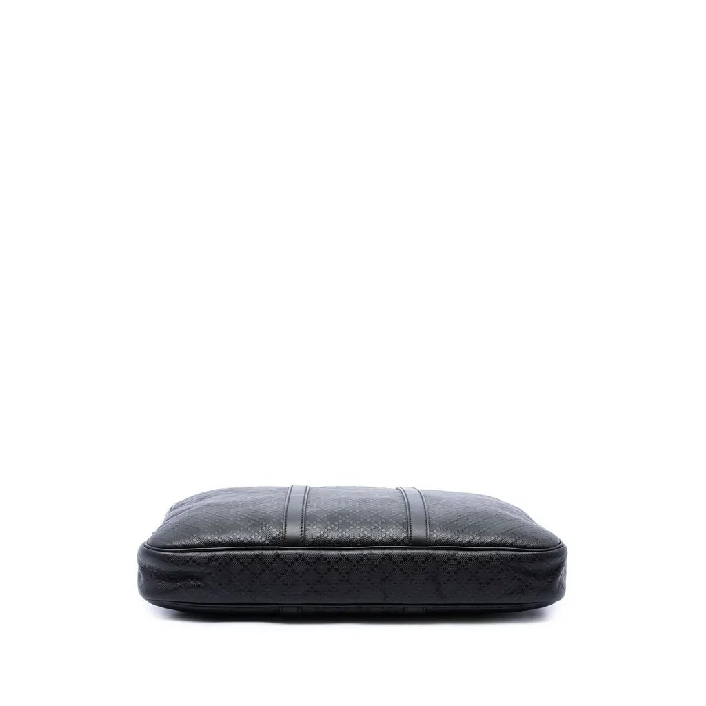 Gucci Diamante Calfskin Business Bag Black Leather Good - Inside View