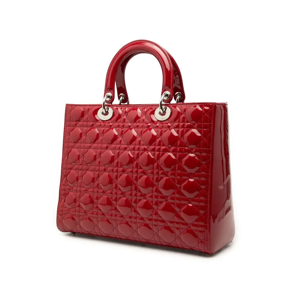 Dior Large Patent Cannage Lady Dior Red Leather Very good - Back View
