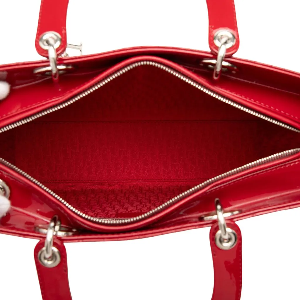 Dior Large Patent Cannage Lady Dior Red Leather Very good - Model View