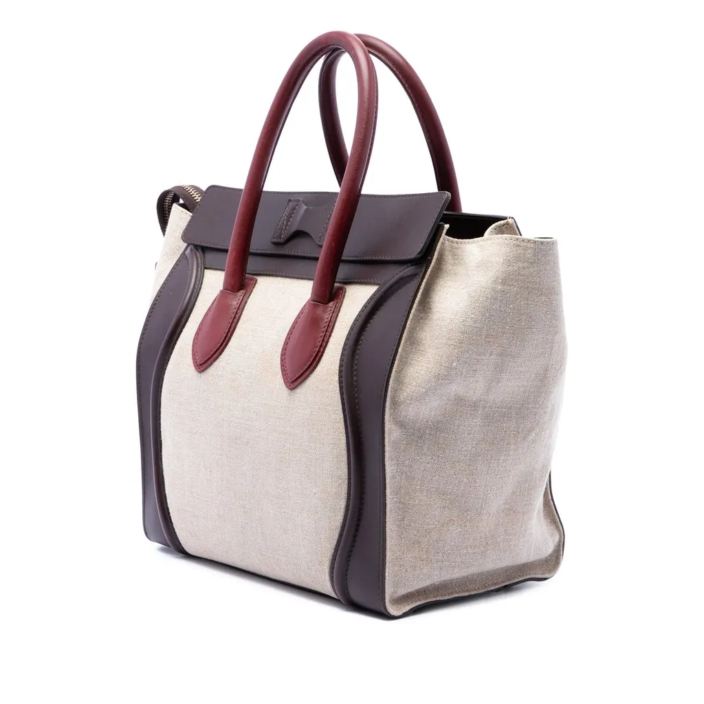 Celine Mini Tricolor Canvas and Leather Luggage Tote Brown Very good - Back View