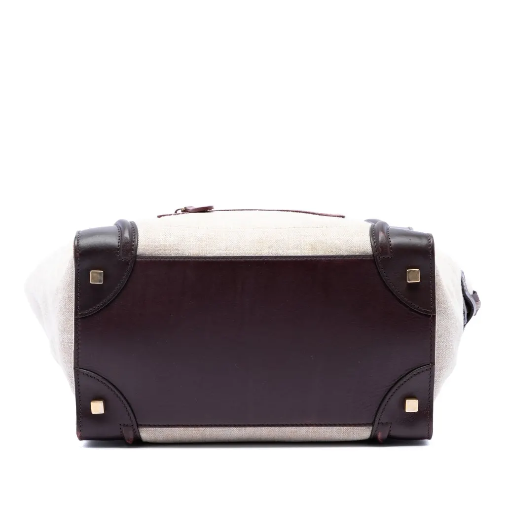 Celine Mini Tricolor Canvas and Leather Luggage Tote Brown Very good - Inside View