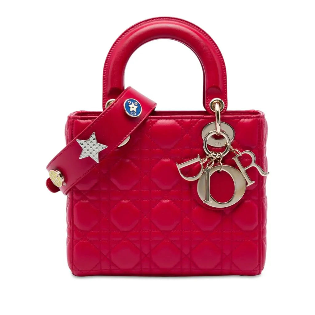 Dior Small Lambskin Cannage MyABCDior Lady Dior Red Leather Very good - Front View