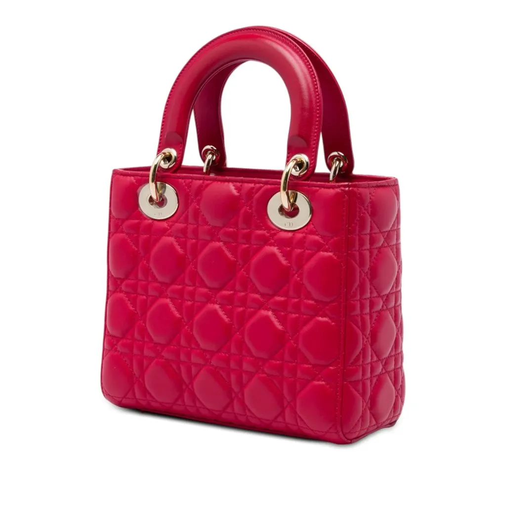 Dior Small Lambskin Cannage MyABCDior Lady Dior Red Leather Very good - Back View