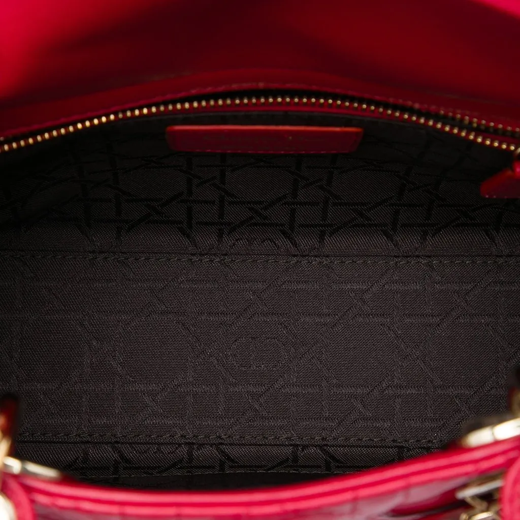Dior Small Lambskin Cannage MyABCDior Lady Dior Red Leather Very good - Model View