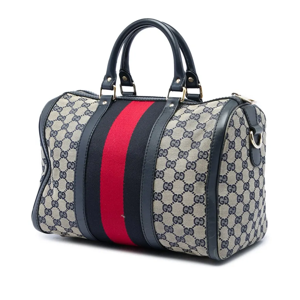 Gucci Medium GG Canvas Web Joy Boston Bag Beige Canvas Very good - Back View