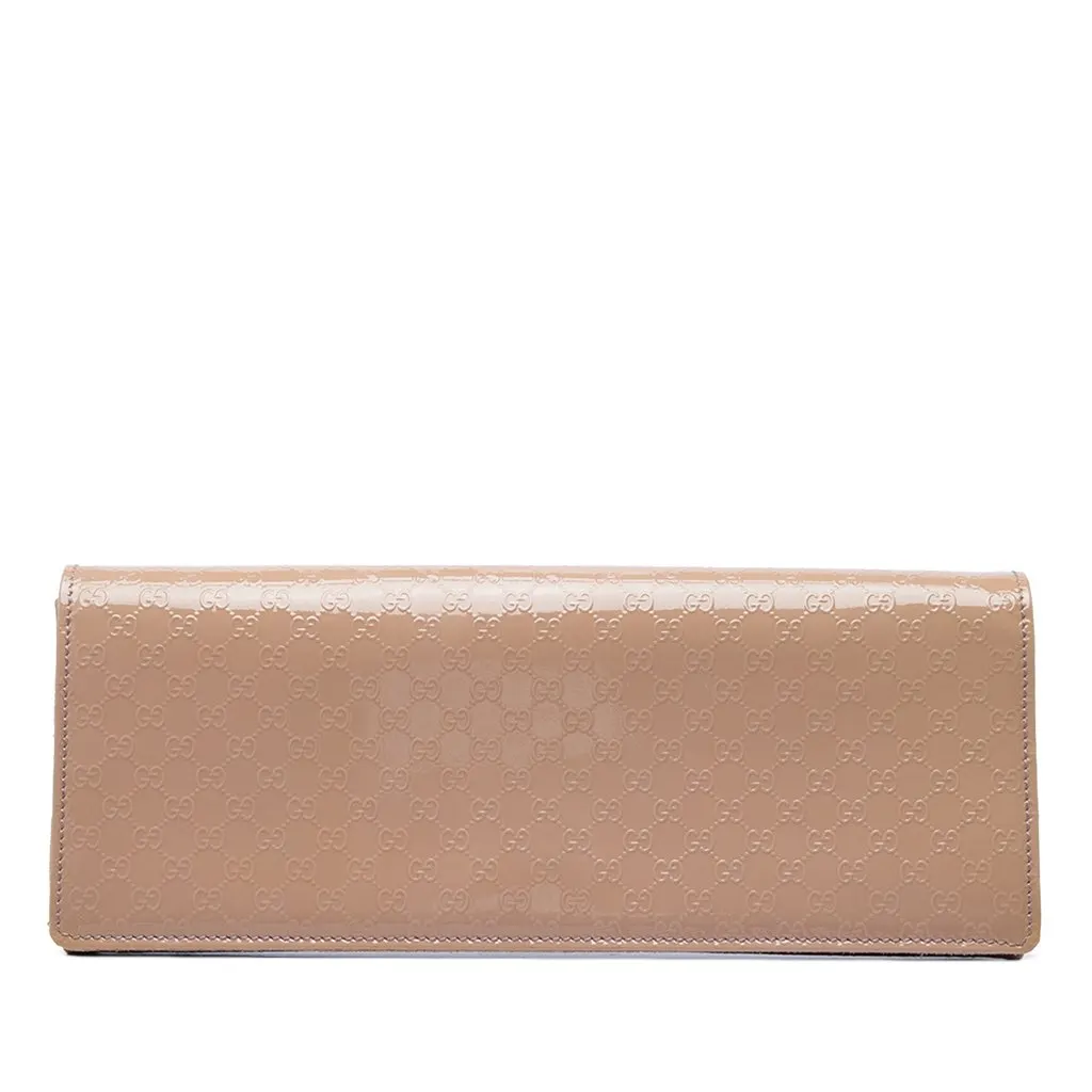 Gucci Microguccissima Patent Broadway Clutch Brown Leather Very good - Front View