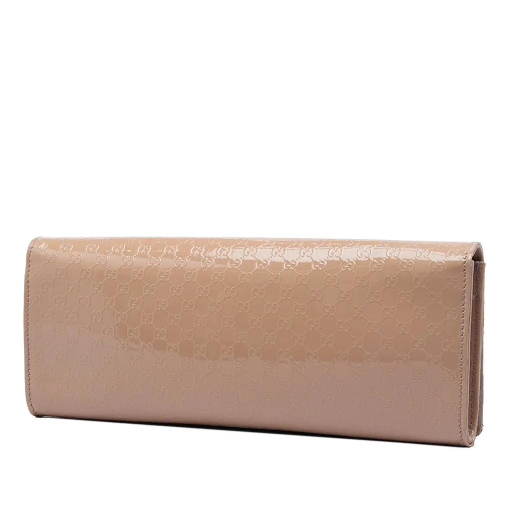Gucci Microguccissima Patent Broadway Clutch Brown Leather Very good - Back View