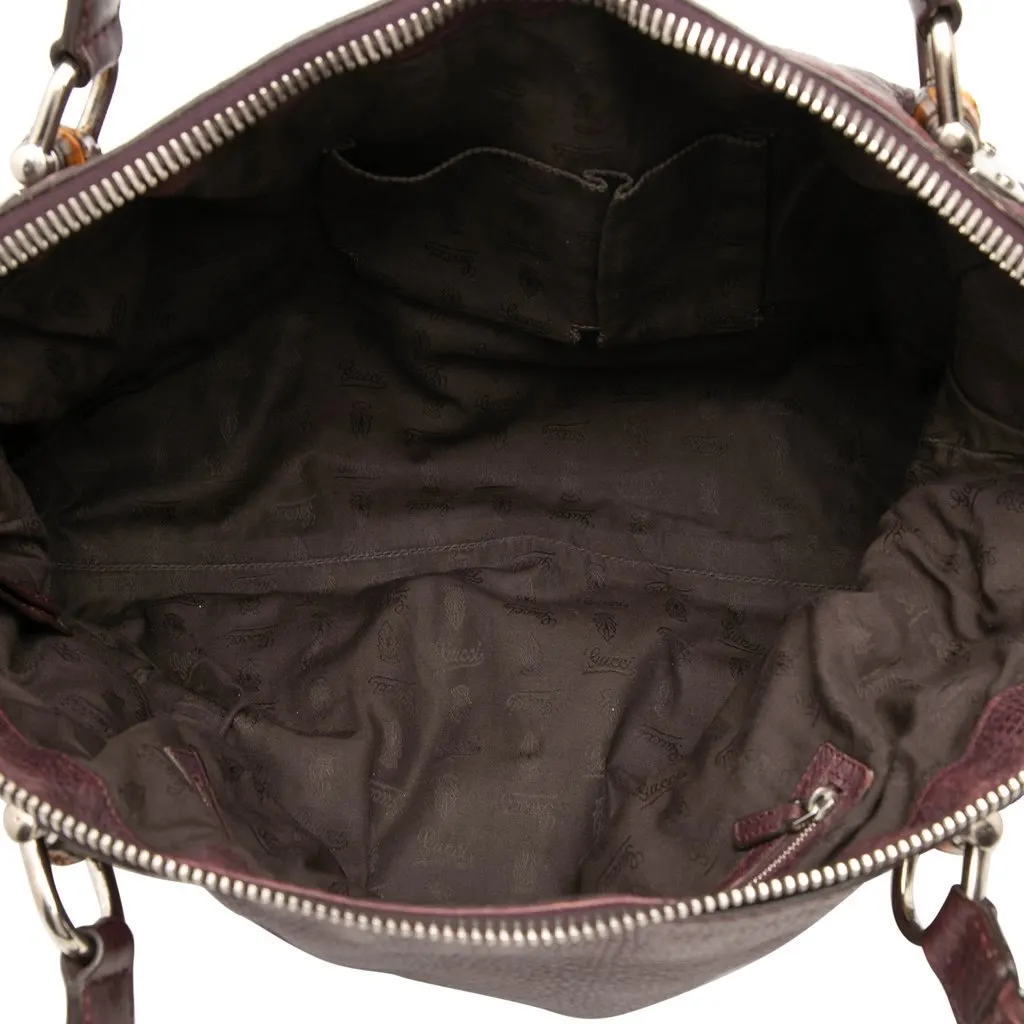 Gucci Medium Leather Bamboo Bar Tote Red Leather Very good - Model View