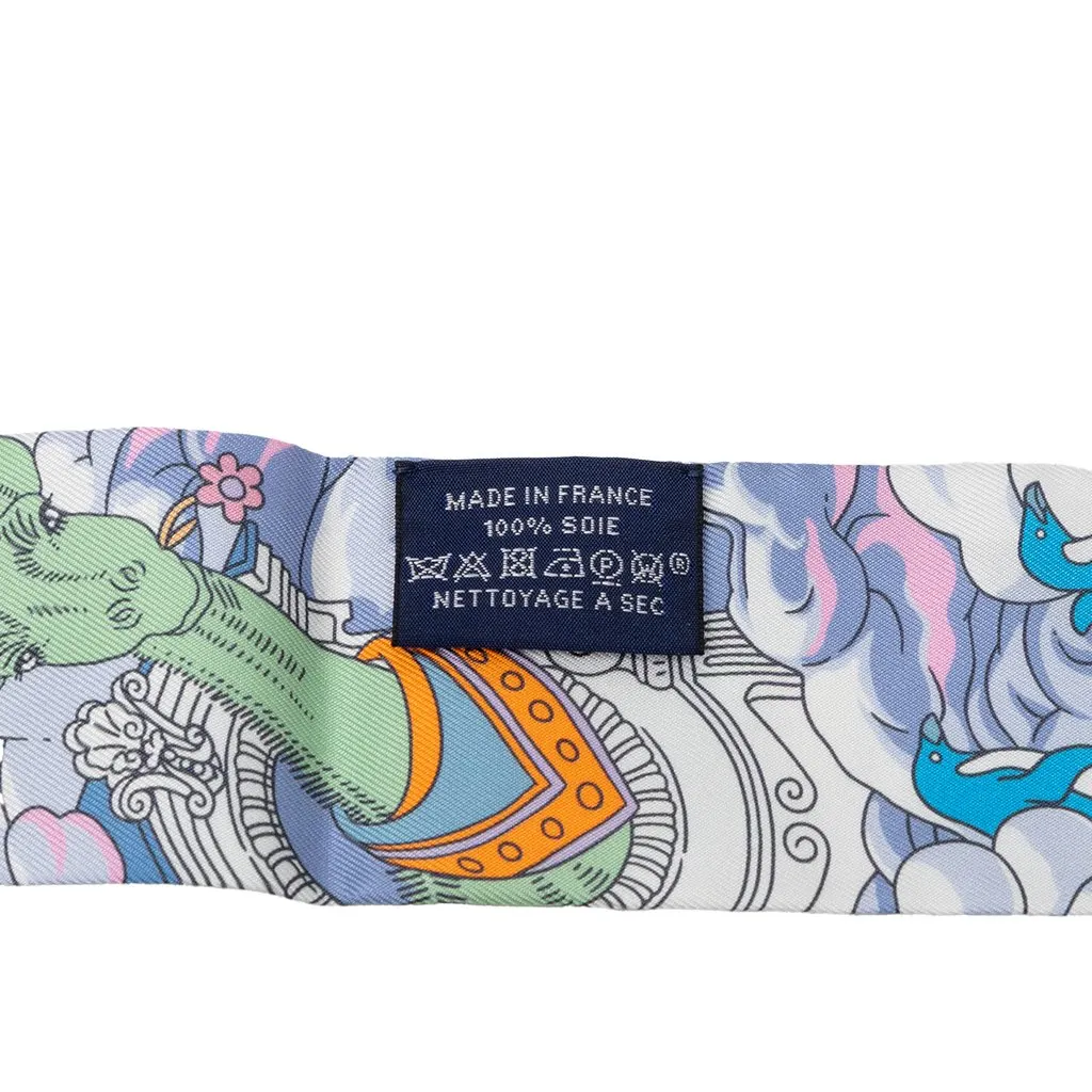 Hermès Sur Mon Nuage Silk Twilly Scarf Black Never worn - Inside View