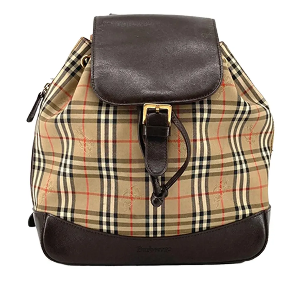 Burberry Haymarket Check Canvas Backpack Beige Canvas Very good - Front View