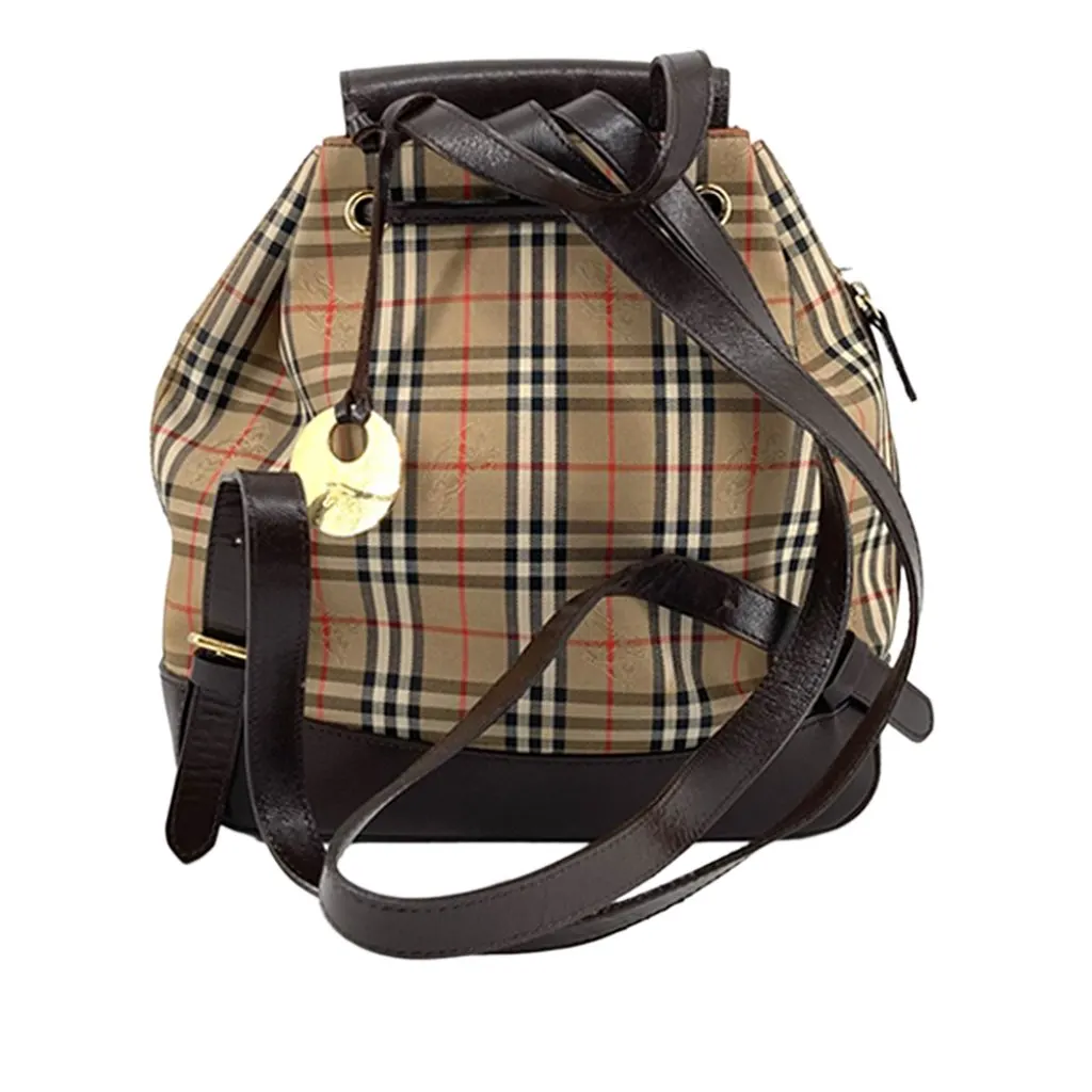 Burberry Haymarket Check Canvas Backpack Beige Canvas Very good - Back View