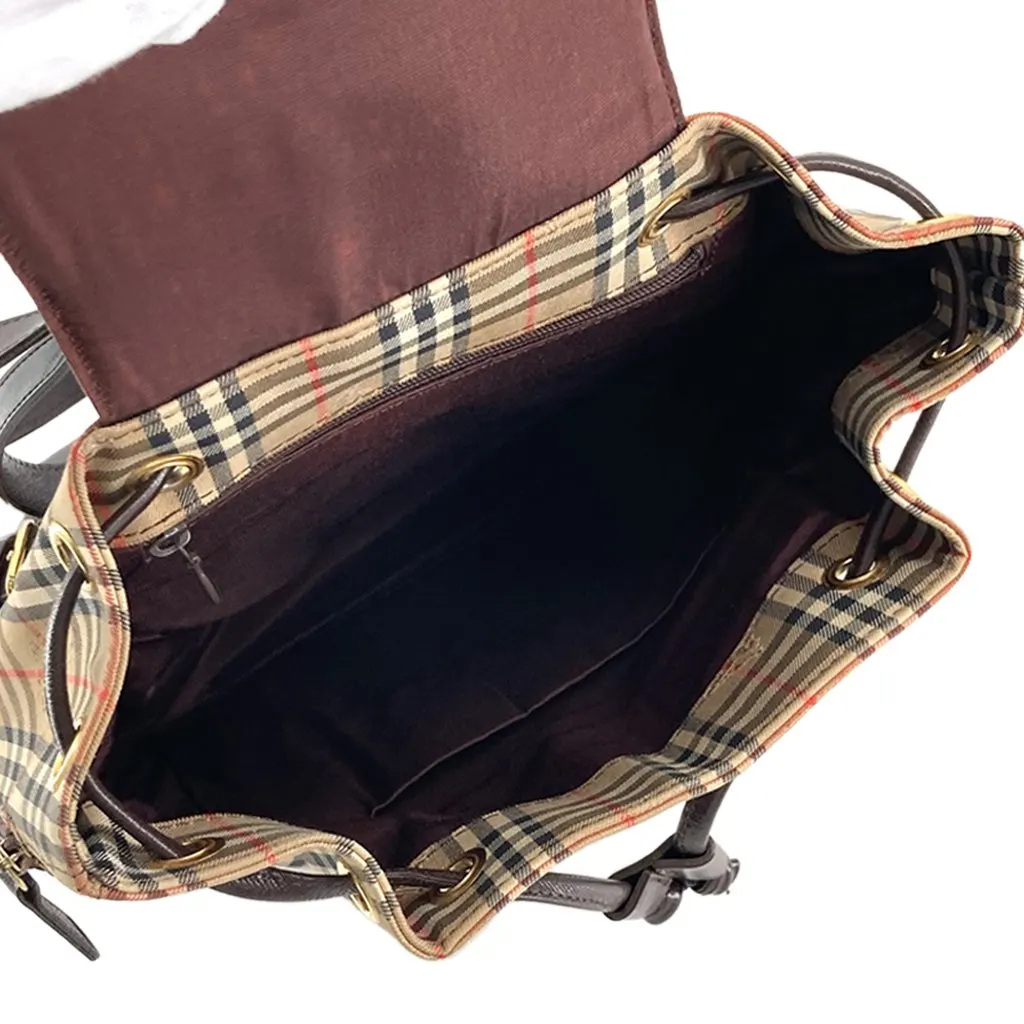 Burberry Haymarket Check Canvas Backpack Beige Canvas Very good - Box View