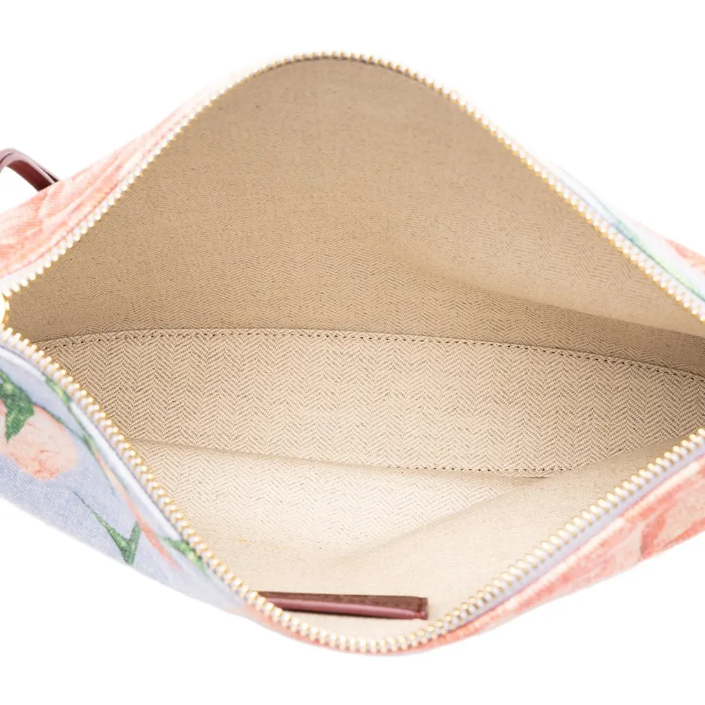 Loewe Paulas Ibiza Canvas Rose Print Clutch Blue Canvas Very good - Model View