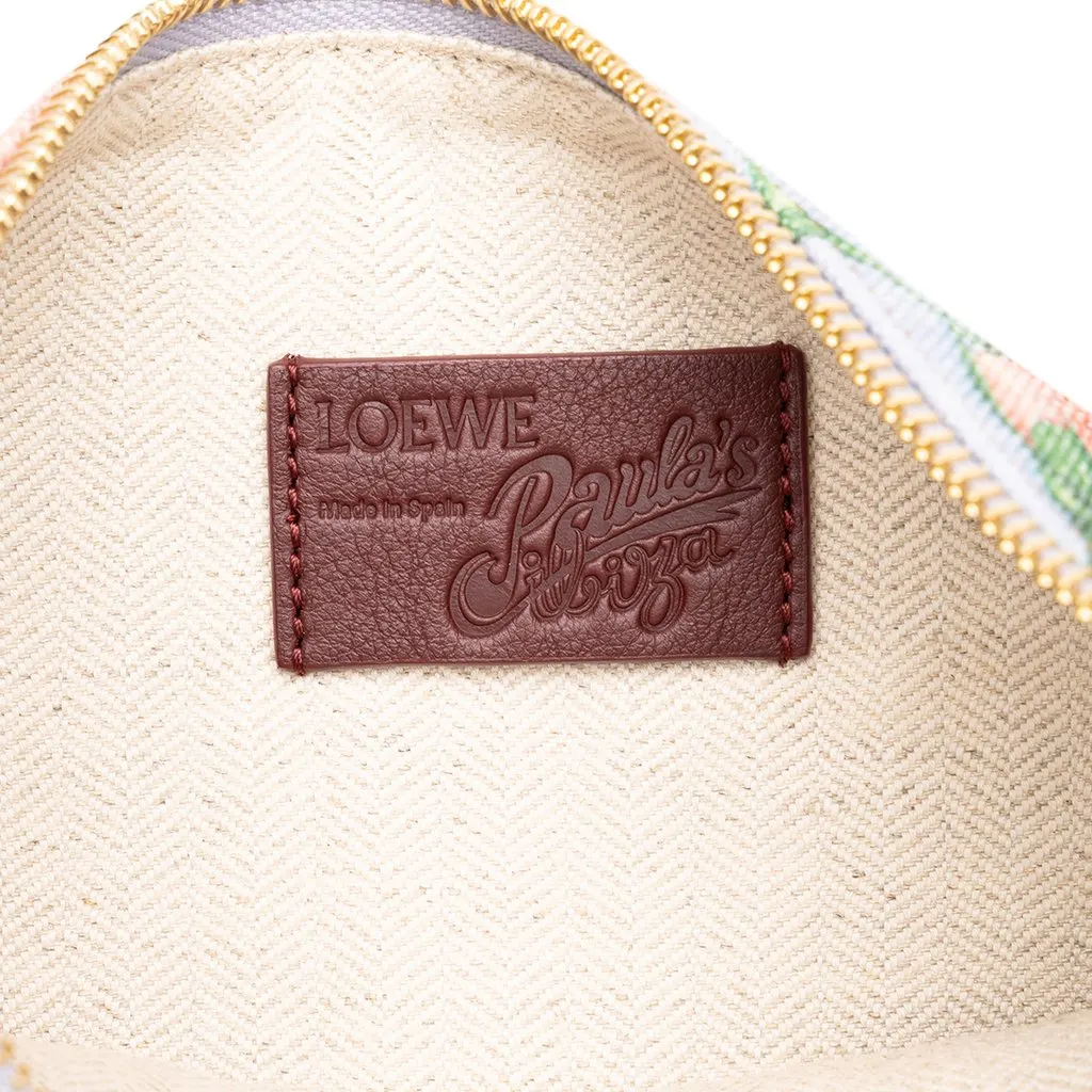 Loewe Paulas Ibiza Canvas Rose Print Clutch Blue Canvas Very good - Box View