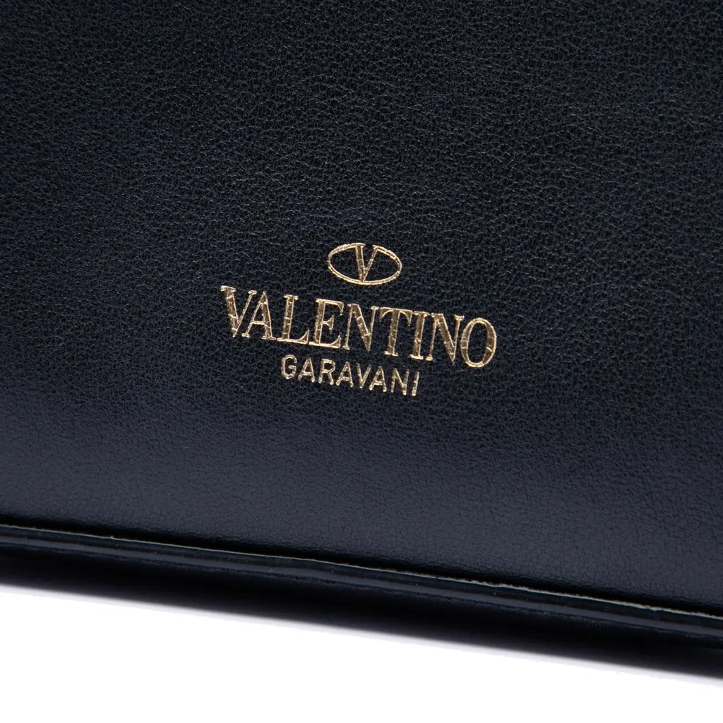 Valentino Small Vitello Monochrome Rockstud Flap Crossbody Black Leather Very good - Box View