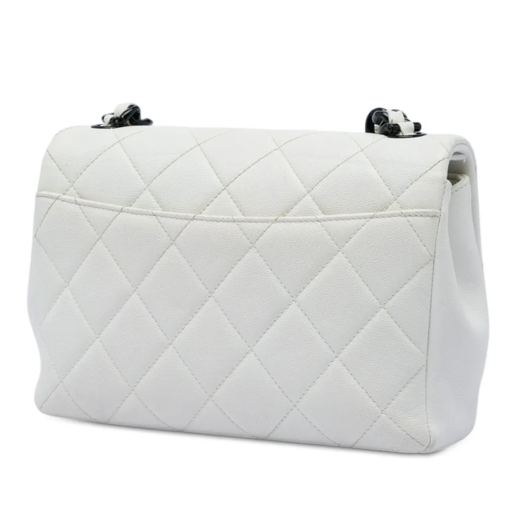 Chanel Medium Quilted Caviar My Everything Flap White Leather Very good - Back View