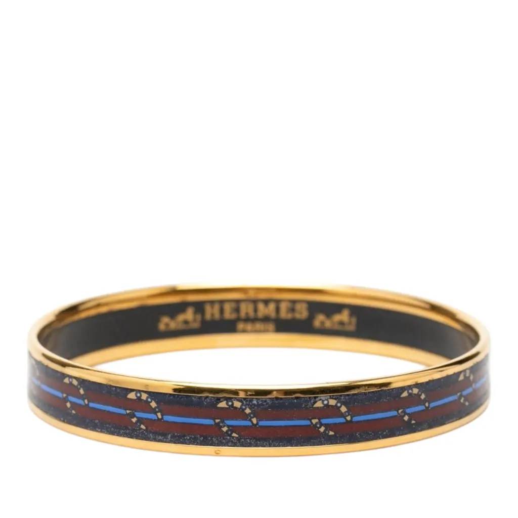 Hermès Narrow Horse Horseshoe Cloisonne Enamel Bangle 62 Purple Very good - Front View