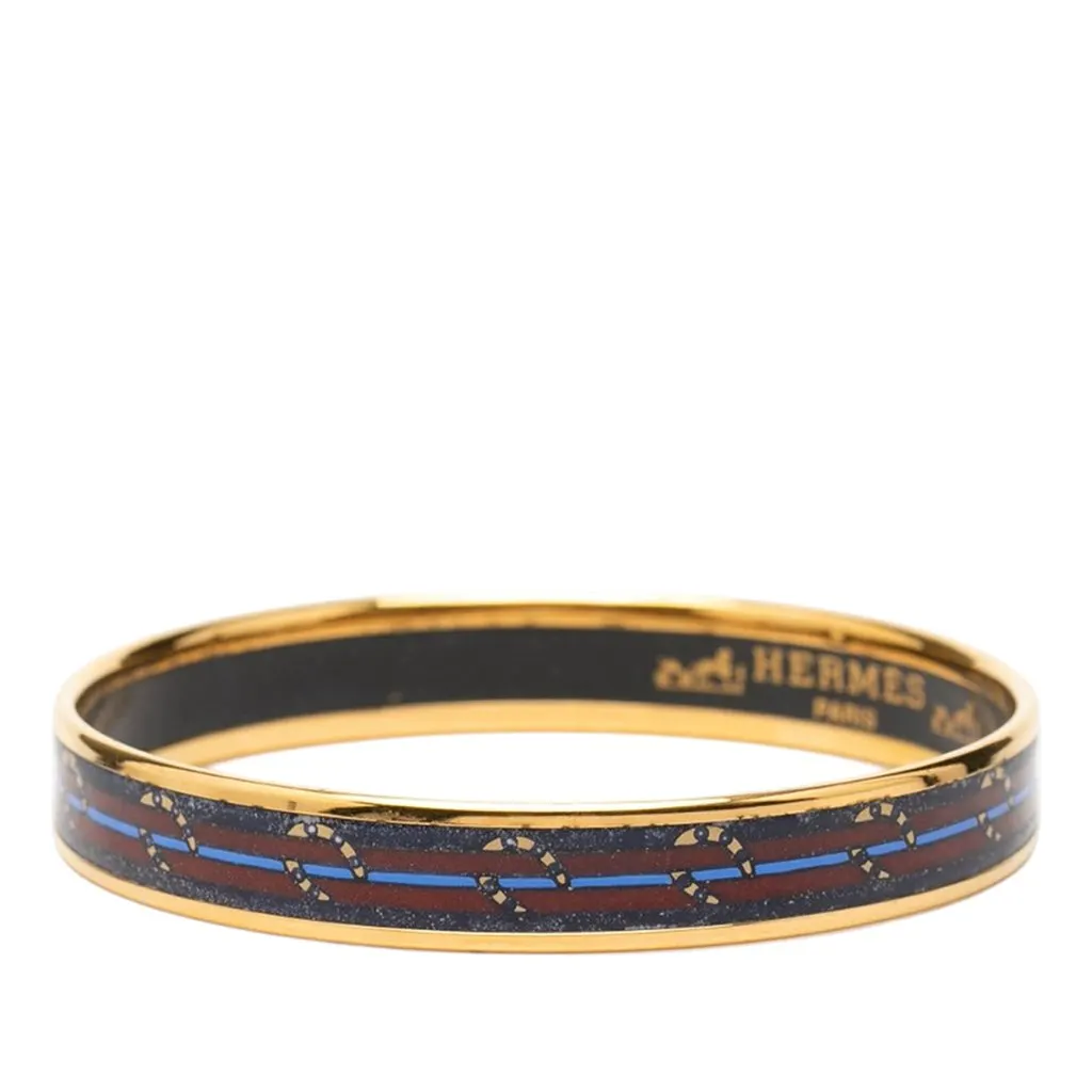 Hermès Narrow Horse Horseshoe Cloisonne Enamel Bangle 62 Purple Very good - Back View