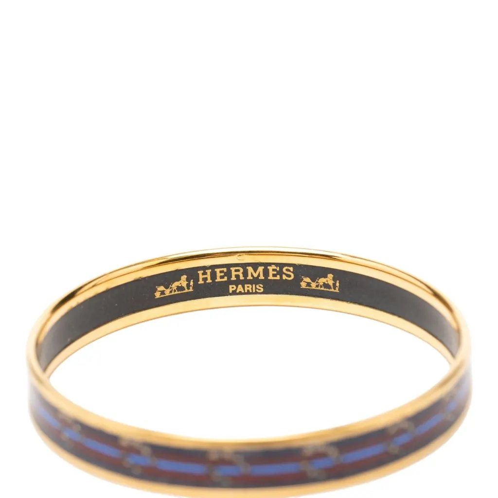 Hermès Narrow Horse Horseshoe Cloisonne Enamel Bangle 62 Purple Very good - Box View