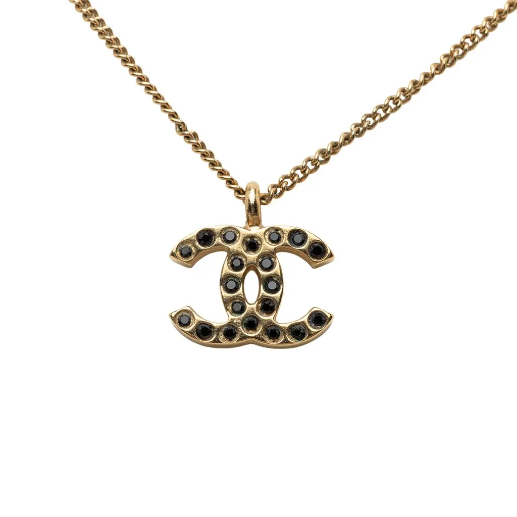 Chanel CC Gold Plated Strass Pendant Necklace Gold Metal Very good - Inside View