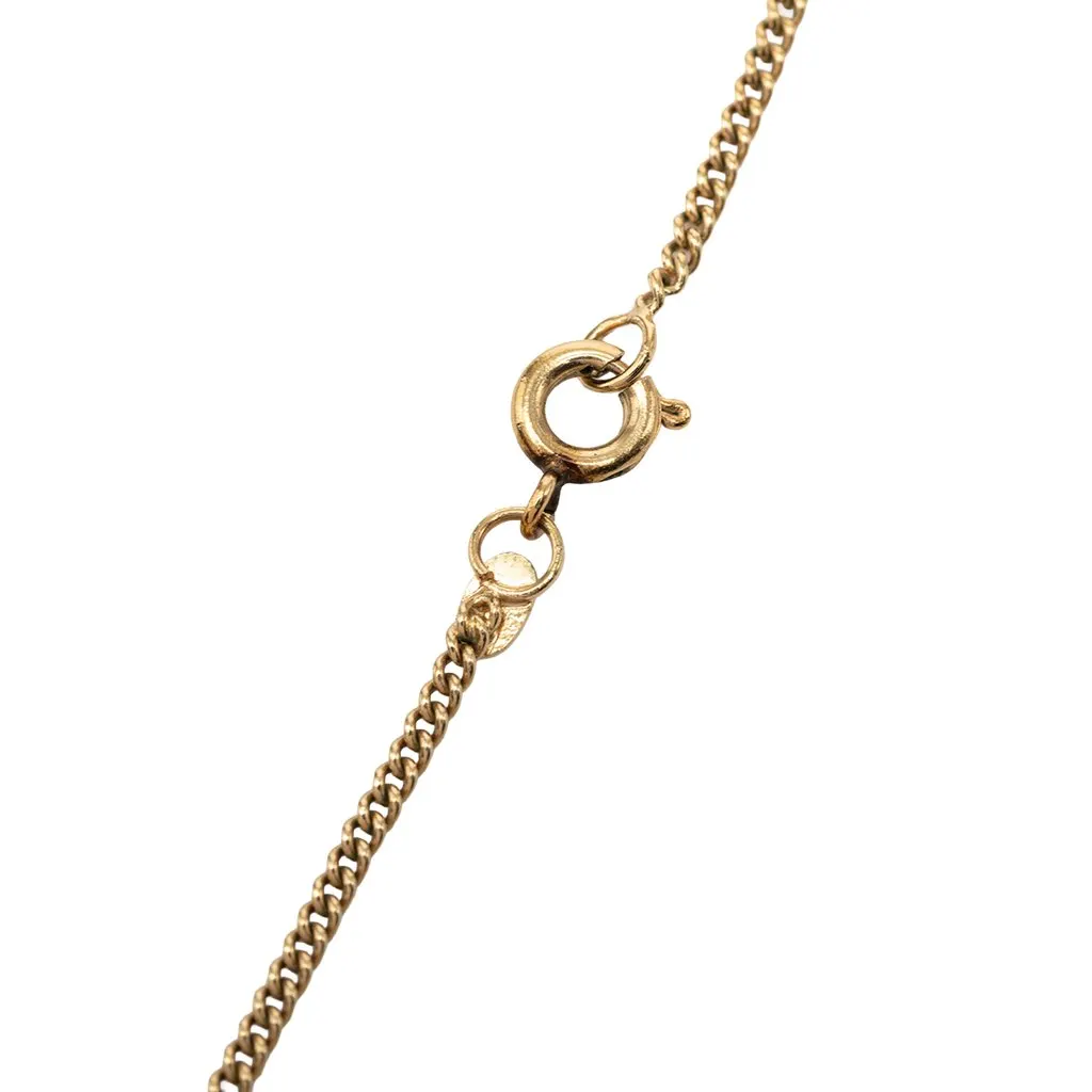 Chanel CC Gold Plated Strass Pendant Necklace Gold Metal Very good - Box View