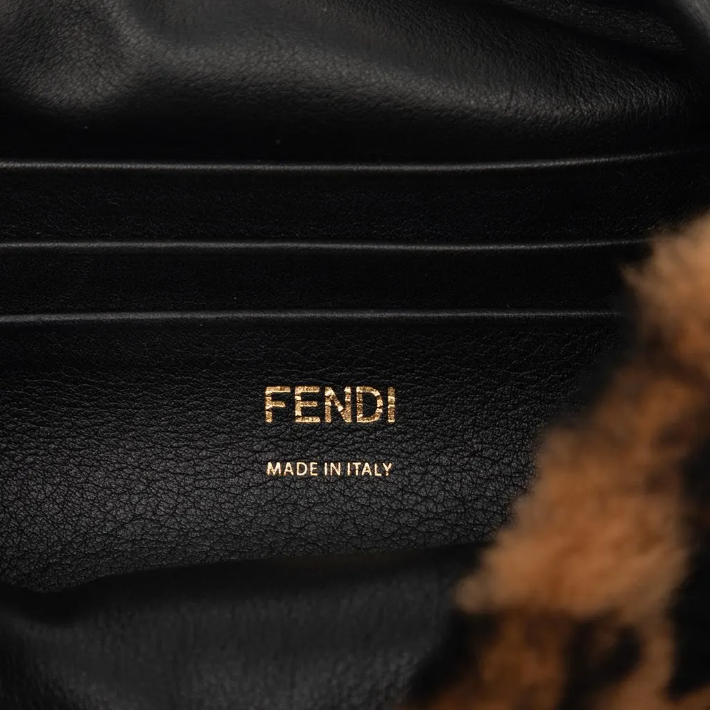 Fendi Mini Zucca Shearling Chain Baguette Satchel Brown Very good - Box View