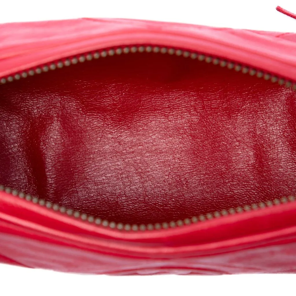 Chanel Mini Quilted Lambskin Tassel Barrel Crossbody Red Leather Very good - Model View