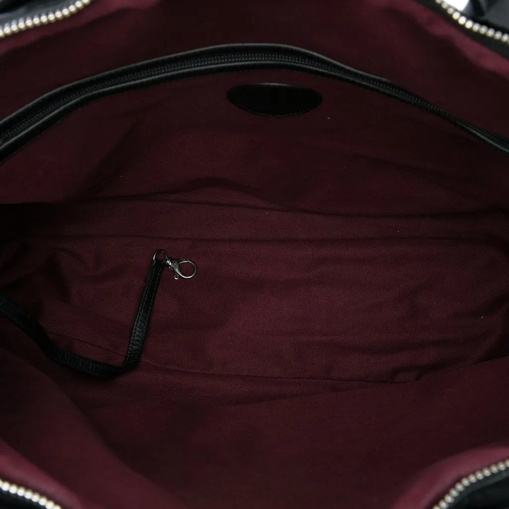 Chanel Extra Large Quilted Coated Canvas Expandable Zip Travel Bag Black Very good - Model View