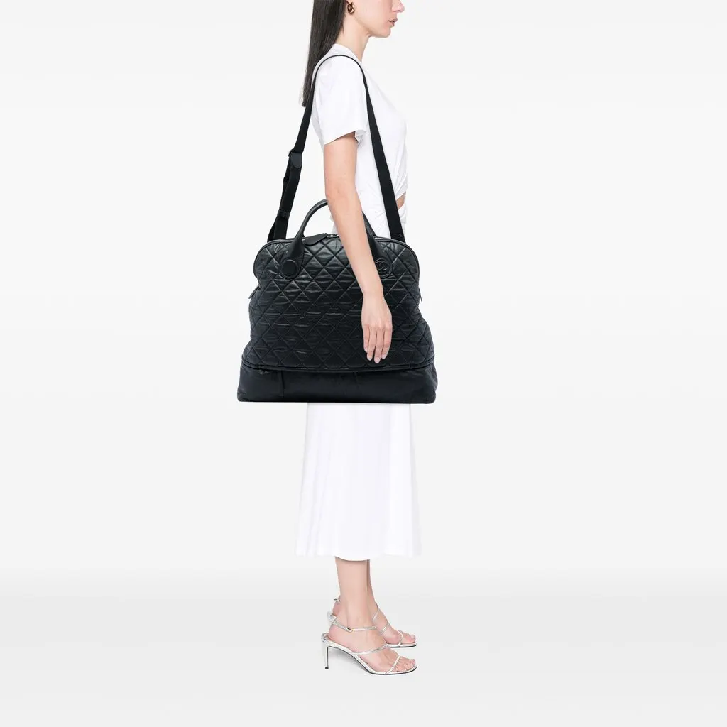 Chanel Extra Large Quilted Coated Canvas Expandable Zip Travel Bag Black Very good - Box View