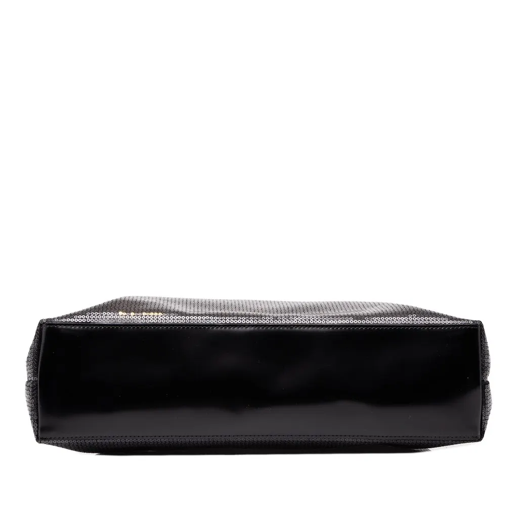 Prada Large Sequined Mesh Logo Tote Black Good - Inside View