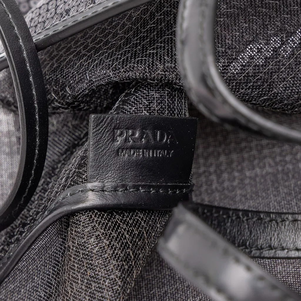 Prada Large Sequined Mesh Logo Tote Black Good - Box View