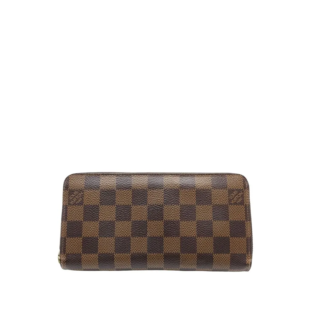 Louis Vuitton Damier Ebene Zippy Long Wallet Brown Very good - Front View