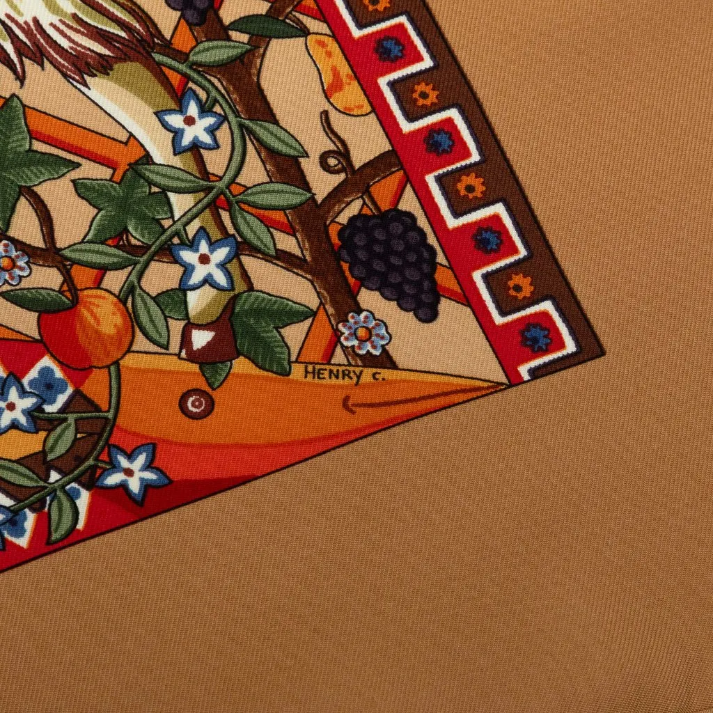 Hermès Axis Mundi Carre Silk Scarf 90 Brown Very good - Box View