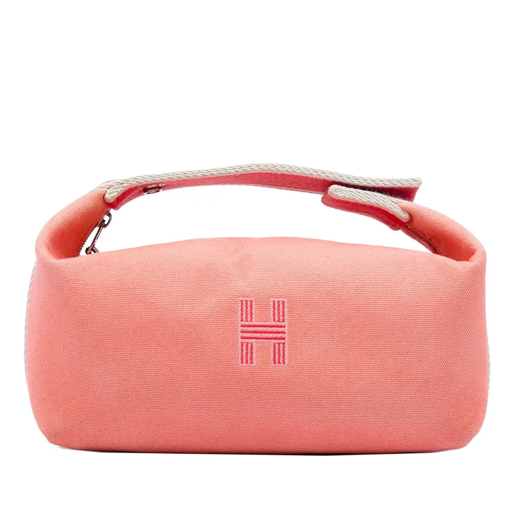 Hermès Small Toile Bride A Brac Case Pink Very good - Front View