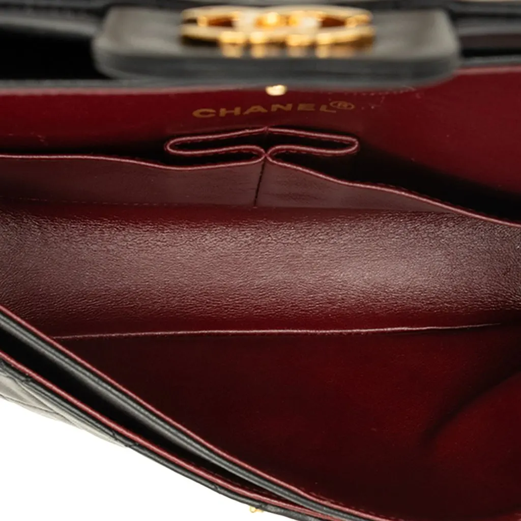 Chanel Small Classic Lambskin Double Flap Black Leather Good - Model View