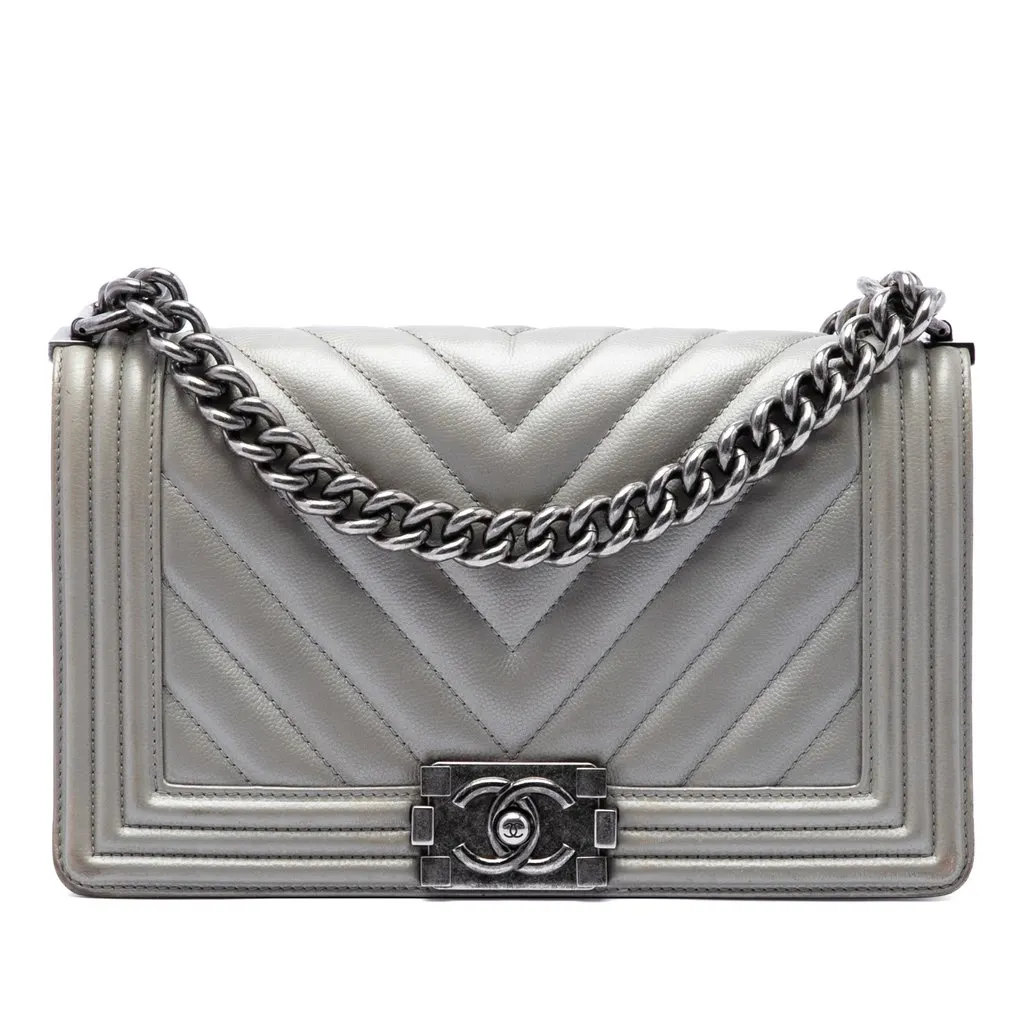Chanel Old Medium Chevron Caviar Boy Flap