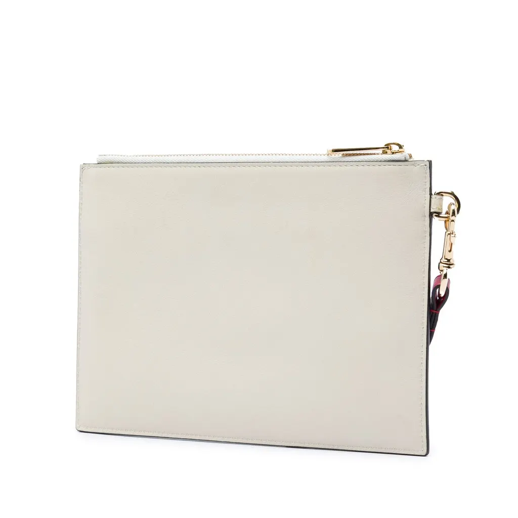 Gucci Calfskin Interlocking G Wristlet Clutch White Leather Very good - Back View