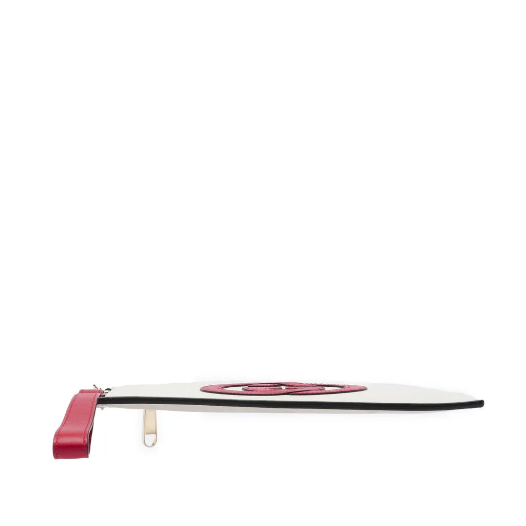 Gucci Calfskin Interlocking G Wristlet Clutch White Leather Very good - Inside View