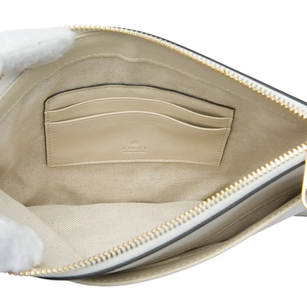 Gucci Calfskin Interlocking G Wristlet Clutch White Leather Very good - Model View