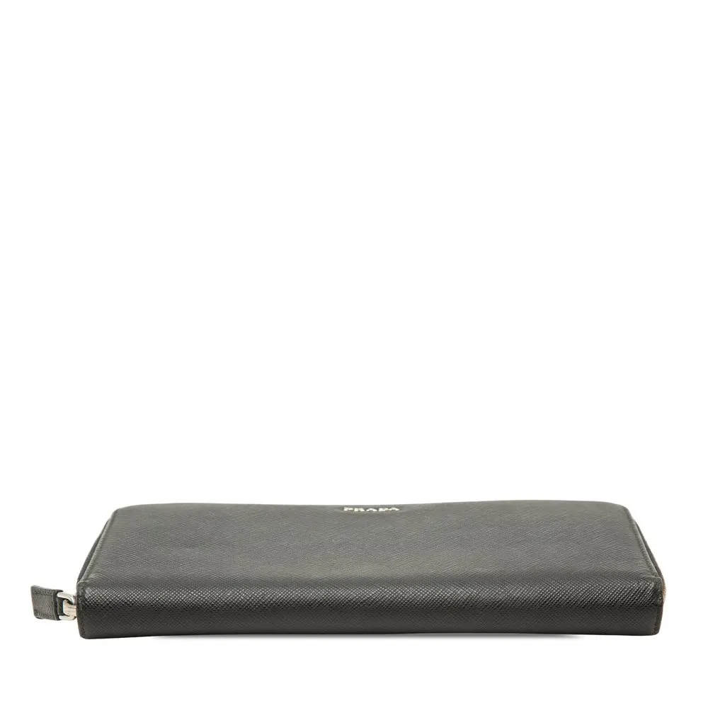 Prada Saffiano Zip Around Long Wallet Black Leather Very good - Inside View