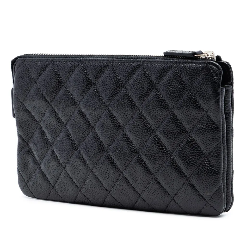 Chanel Small CC Quilted Caviar Zip Pouch Black Leather Very good - Back View
