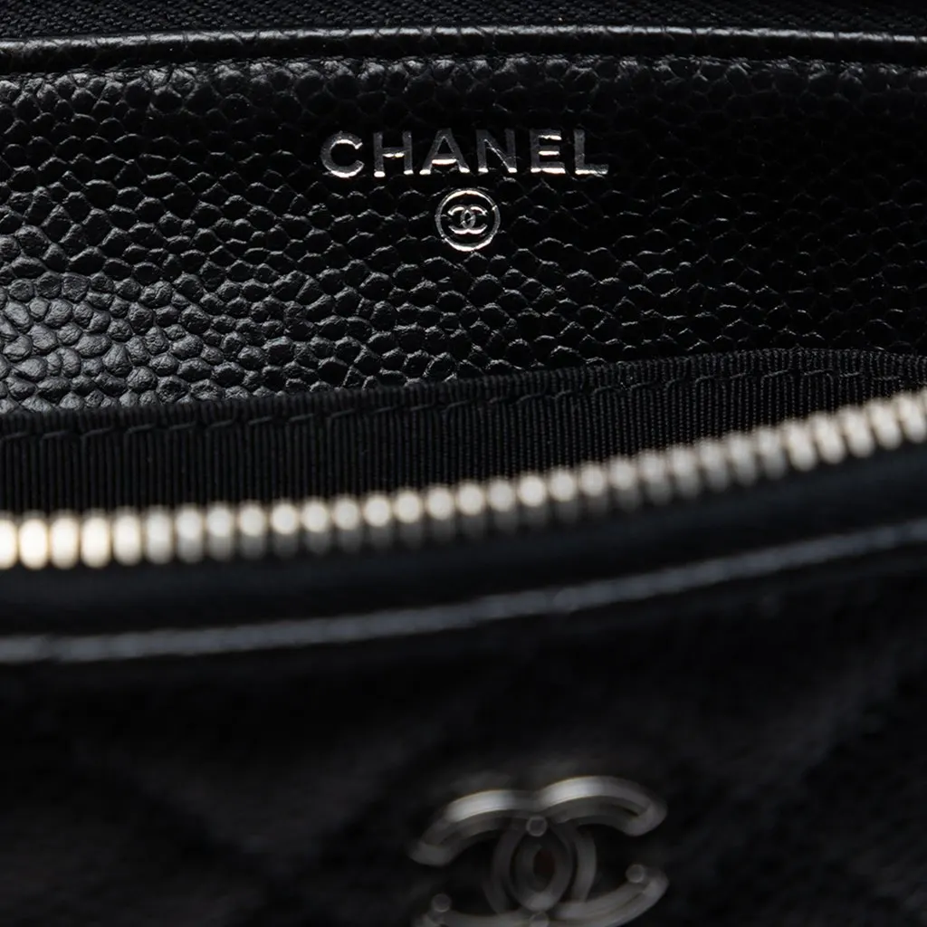 Chanel Small CC Quilted Caviar Zip Pouch Black Leather Very good - Box View