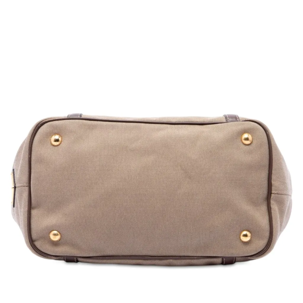 Prada Canvas Canapa Logo Bow Satchel Beige Very good - Inside View