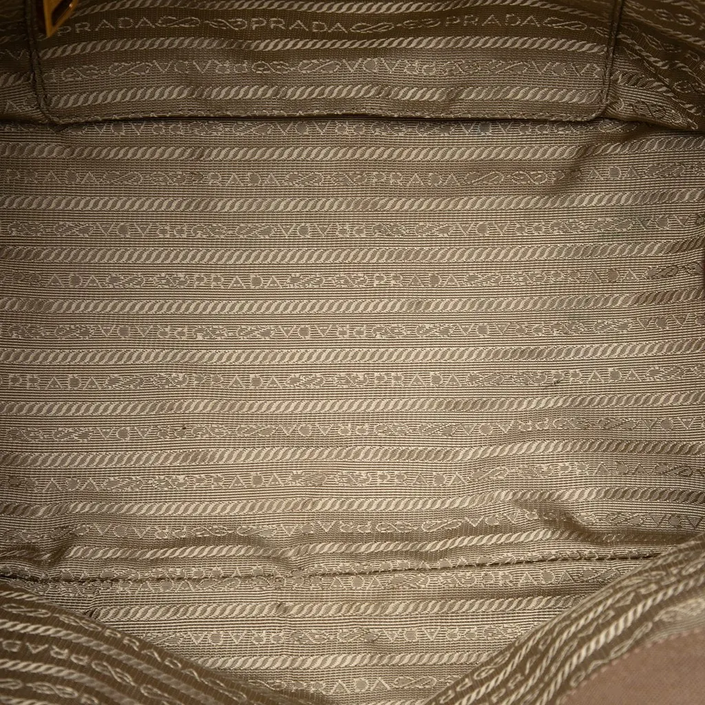 Prada Canvas Canapa Logo Bow Satchel Beige Very good - Model View