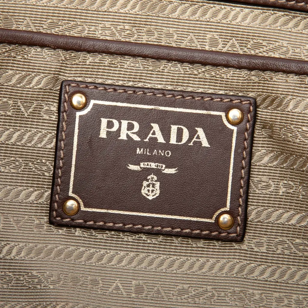 Prada Canvas Canapa Logo Bow Satchel Beige Very good - Box View
