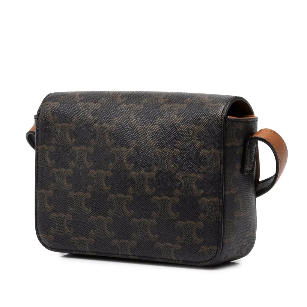 Celine Teen Triomphe Coated Canvas Triomphe Crossbody Brown Canvas Good - Back View