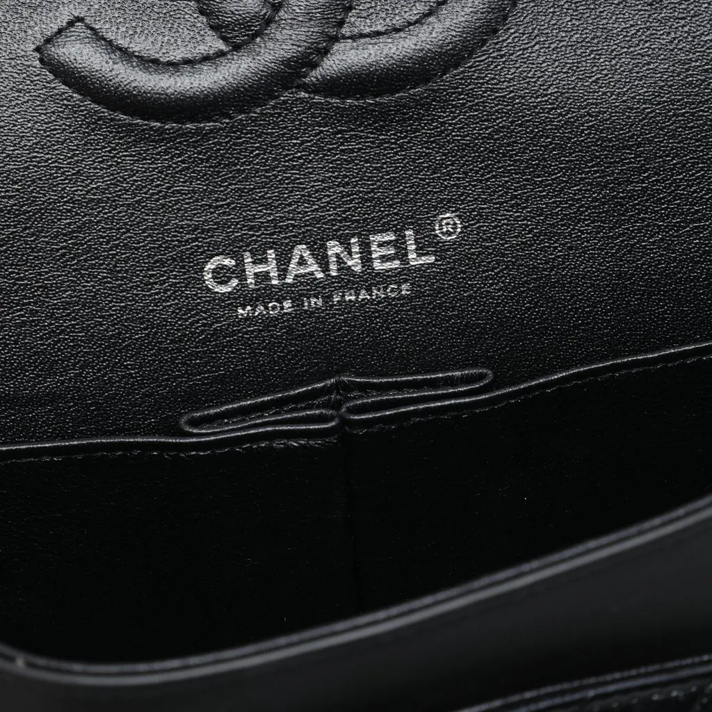 Chanel Medium Classic Chevron Patent So Black Double Flap Black Leather Very good - Box View